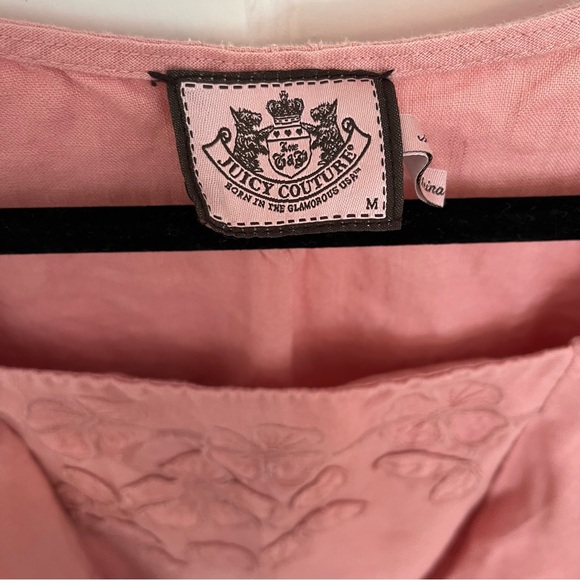 Juicy Couture Linen Rose Pink Short-Sleeve Blouse Size M - L - Picture 4 of 12